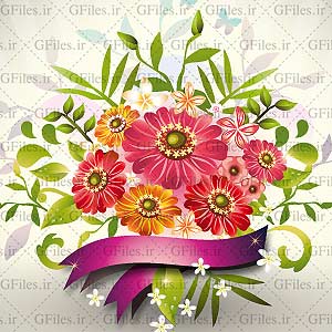 وکتور (فایل برداری لایه باز) دسته گل همیشه بهار