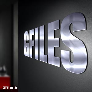 نمایش لوگو بصورت فلزی و سه بعدی روی دیوار (موکاپ)