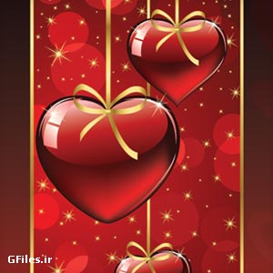 وکتور پس زمینه گرافیکی قرمز با طرح عاشقانه قلب (Red Heart Vector Background)