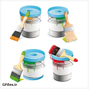 وکتور لایه باز ai و pdf با طرح رنگ و سطل رنگ
