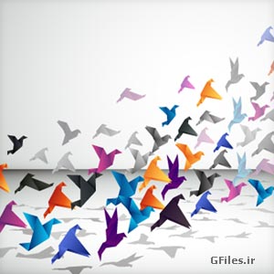 فایل وکتوری لایه باز مجموعه پرنده های اریگامی (پرنده های کاغذی)(Vector origami bird free vector download)
