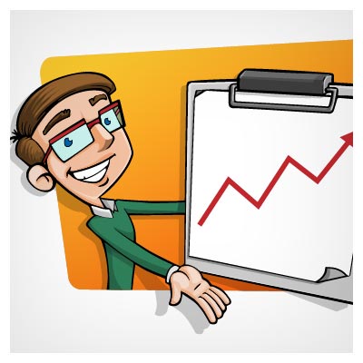 وکتور کاراکتر کارتونی پسر جوان در حال نمایش آمار و توضیح مطلب (Presentation Boy Vector Character)