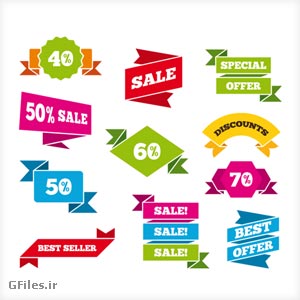 دانلود فایل لایه باز وکتور مجموعه لیبل های فلت (Flat)