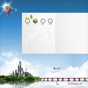 فایل psd شهر ساحلی با المان های لایه باز