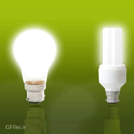 عکس با کیفیت مقایسه لامپ های رشته ای و کم مصرف