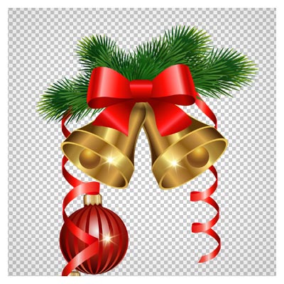 فایل PNG زنگ های طلایی و گوی های کریسمس
