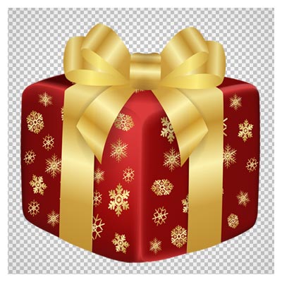 فایل png جعبه کادو با روبان های طلایی (بدون پس زمینه)(Gift Box in Red PNG Clipart)