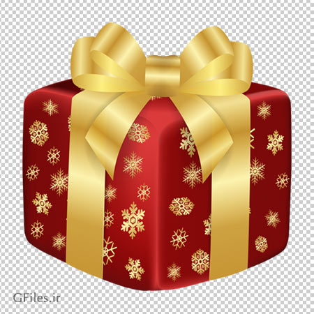 فایل png جعبه کادو با روبان های طلایی (بدون پس زمینه)(Gift Box in Red PNG Clipart)
