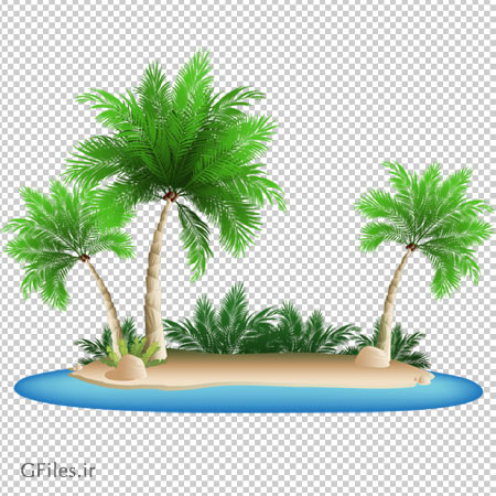 فایل png و بدون زمینه ساحل و درخت های نخل