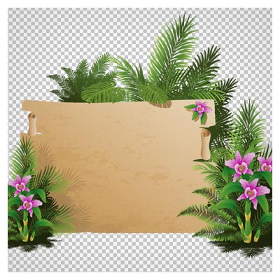 بنر دوربری شده با گلهای زیبا (فرمت png بدون پس زمینه)