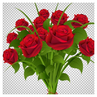 دسته گل کارتونی رزهای قرمز (Red Rose Flower)