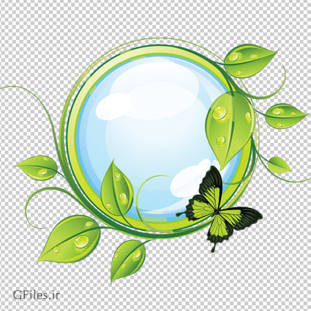 فایل png قطره و برگهای سبز