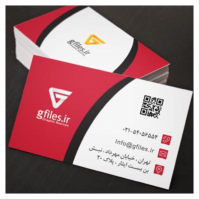 بیزینس کارت لایه باز دو رو چندمنظوره با تم رنگی قرمز مشکی
