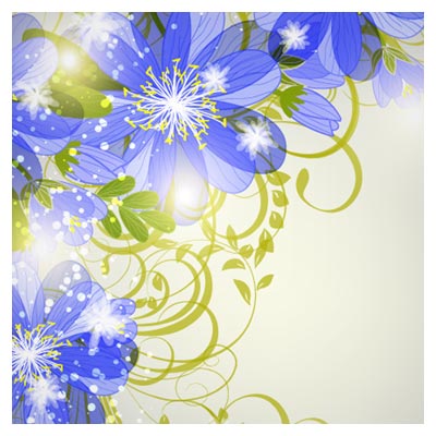 وکتور بکگراند گل های تزئینی آبی بصورت لایه باز (Beautiful flowers wedding Invitation Card)