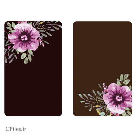 کارت لایه باز وکتور با گلهای تزئینی آبرنگی (Beautiful Watercolor Flower Business Cards Vector set)