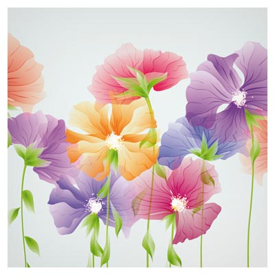 وکتور رایگان مجموعه گلهای زیبای فانتزی بصورت لایه باز (Bright with Flowers free vector)