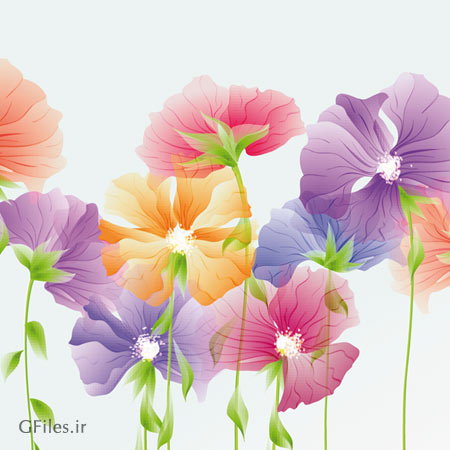 وکتور رایگان مجموعه گلهای زیبای فانتزی بصورت لایه باز (Bright with Flowers free vector)