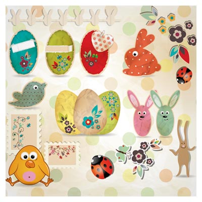 وکتور کارتونی مجموعه تخم مرغ های رنگی (Cartoon Color Eggs Illustration background vector)