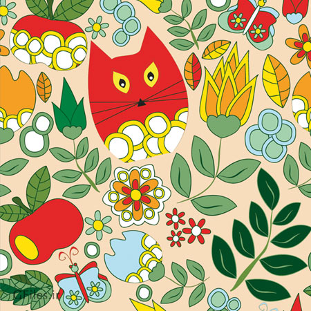 پترن یکپارچه کارتونی گربه با فرمت وکتور (Cartoon Cute Cat Seamless Pattern Vector)