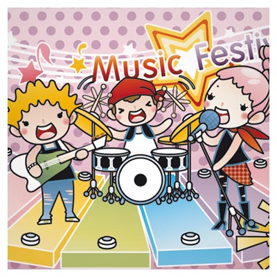 وکتور کارتونی گروه موزیک کودکانه (فستیوال موزیک)(Cartoon music Illustration vector)