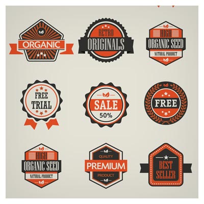 مجموعه وکتور لیبل و مدال لایه باز (Free Vector Vintage Badges)