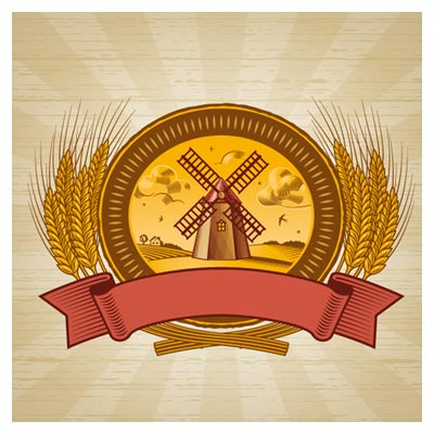لیبل رایگان مزرعه گندم و آسیاب