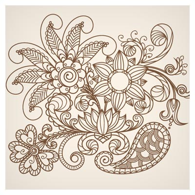 دانلود رایگان فایل وکتور پس زمینه گلهای خطی نقاشی شده (Hand Drawn Abstract Greeting Card)