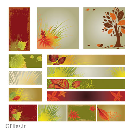 وکتور مجموعه بنرهای پاییزی با فرمت لایه باز (Autumn Banner Background)