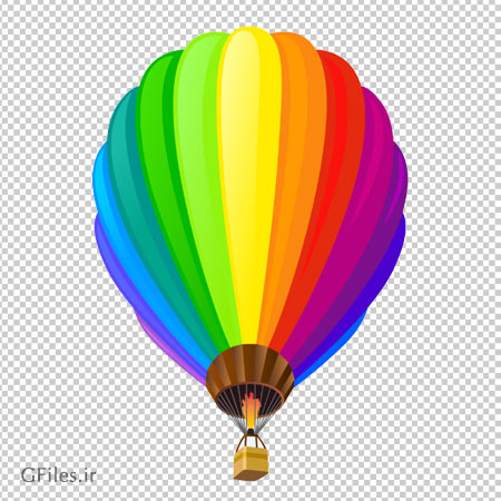 فایل کارتونی PNG بالون بزرگ رنگین کمانی (Hot Air Balloon Transparent PNG ClipArt)