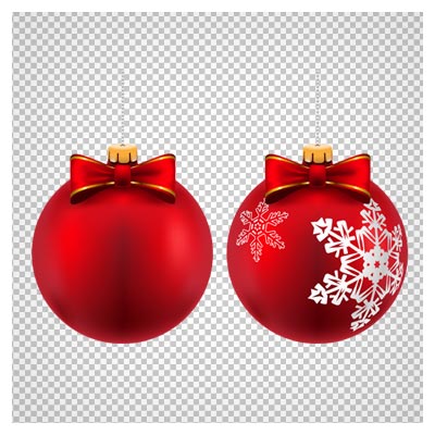 کلیپ آرت PNG گوی های قرمز کریسمس و جشن (Beautiful Red Christmas Balls PNG ClipArt Image)