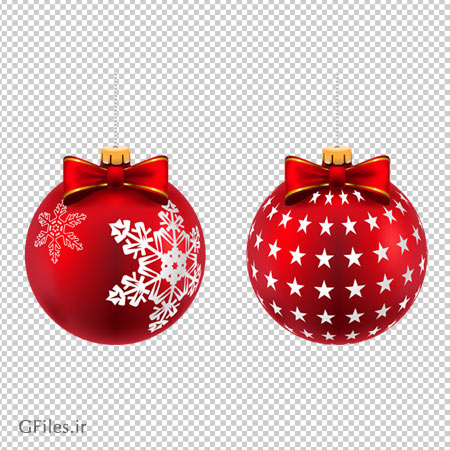 کلیپ آرت PNG گوی های قرمز کریسمس و جشن (Beautiful Red Christmas Balls PNG ClipArt Image)