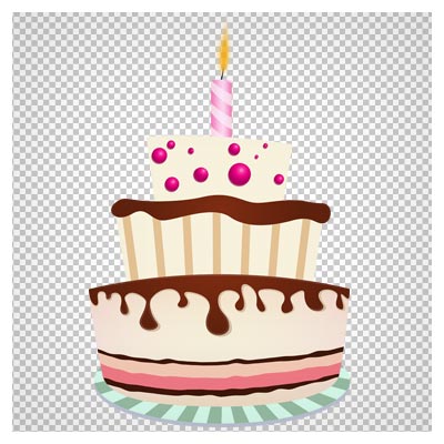فایل با کیفیت ترانسپرنت کیک تولد و شمع های تولد (Birthday Cake with One Candle PNG Clipart Image)
