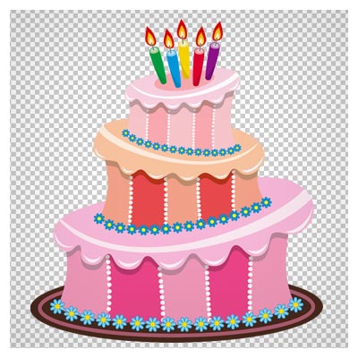 فایل کارتونی ترانسپرنت کیک تولد صورتی رنگ (Pink Birthday Cake PNG Clipart)