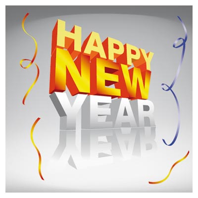 وکتور رایگان لوگوتایپ سه بعدی جمله سال نو مبارک (Happy New Year)