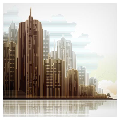 وکتور ساختمان و آسمان خراش بصورت لایه باز (city skyscrapers)