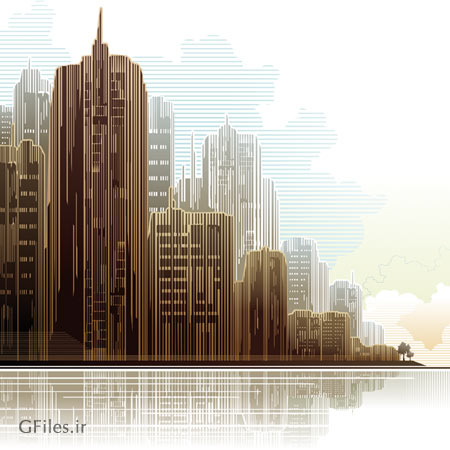 وکتور ساختمان و آسمان خراش بصورت لایه باز (city skyscrapers)
