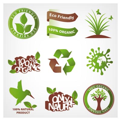 مجموعه نمادهای محیط زیست و بازیافت (green environmental protection vector icon)