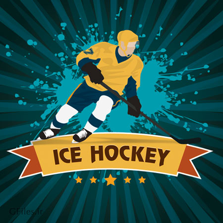 وکتور بازیگر ورزشی در حال بازی هاکی روی یخ (hockey Vector)