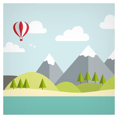 پس زمینه کارتونی طبیعت با سبک طراحی Flat
