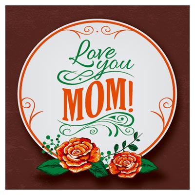 بنر دایره ای روز مادر با فرمت وکتور با گل های رز (Mother Day Banner)