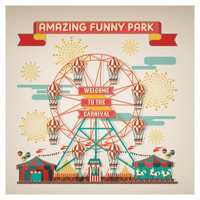 وکتور لایه باز پارک و سیرک شگفت انگیز (amazing funny park vector)
