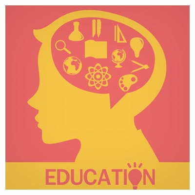 دانلود وکتور با موضوع تحصیلات و مغز متفکر (Education graphic art Vector)