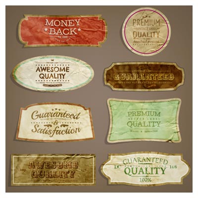 مجموعه لیبل های وکتوری کاغذ مچاله شده (European Retro Label Design Vector material)