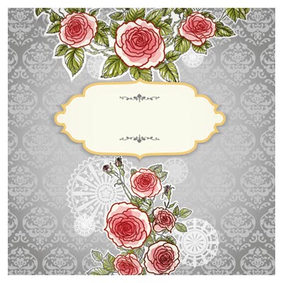 طرح بنر وکتور (پس زمینه) با گل های زیبای رز (Hand Painted Rose Vector Background)