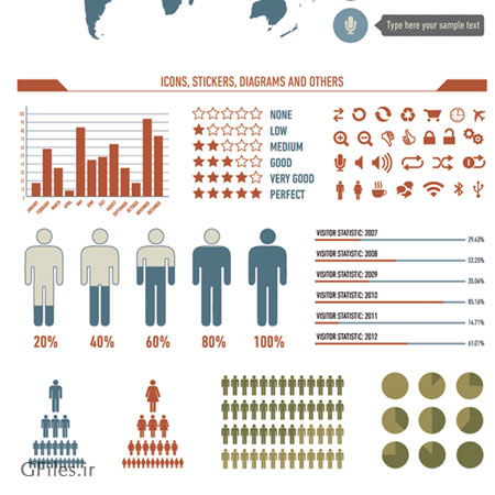 وکتور کارتونی اینفوگرافی آمارهای جهانی (Data Table Graphic Design)
