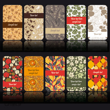 فایل لایه باز مجموعه کارت های رنگی پترن دار (Set Of color Floral cards vector)