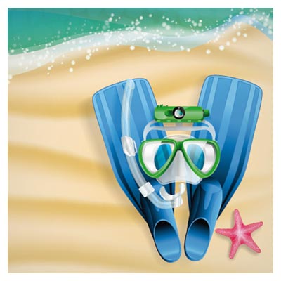 وکتور لوازم قواصی (بنر تابستانی و شنا در دریا)(Summer beach background vintage free vector download)