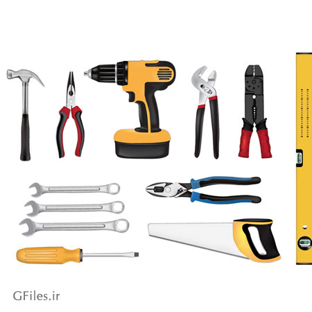 وکتور مجموعه ابزار آچار و انبردست (Vector Tool Design set)