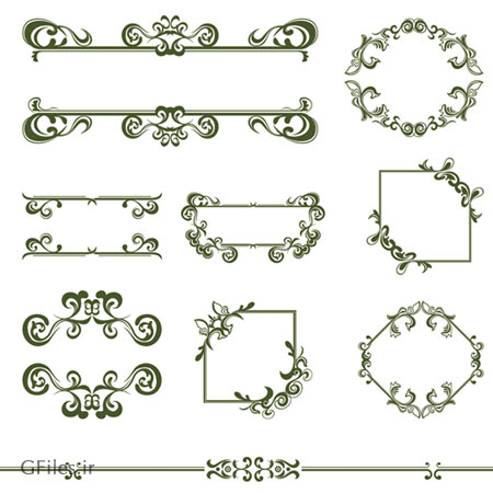 وکتور مجموعه کادر تذهیبی (Vintage lace vector Borders)