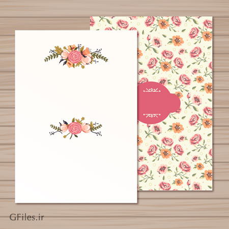 وکتور لایه باز کارت عروسی و عقد با طرح گل های رز (Vintage Rose Wedding Card Vector Material)